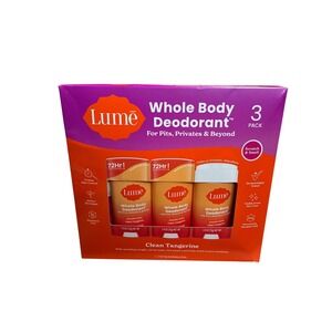 Lume Whole Body Deodorant 3 Pack Clean Tangerine 2.6oz Aluminum Free 72hr